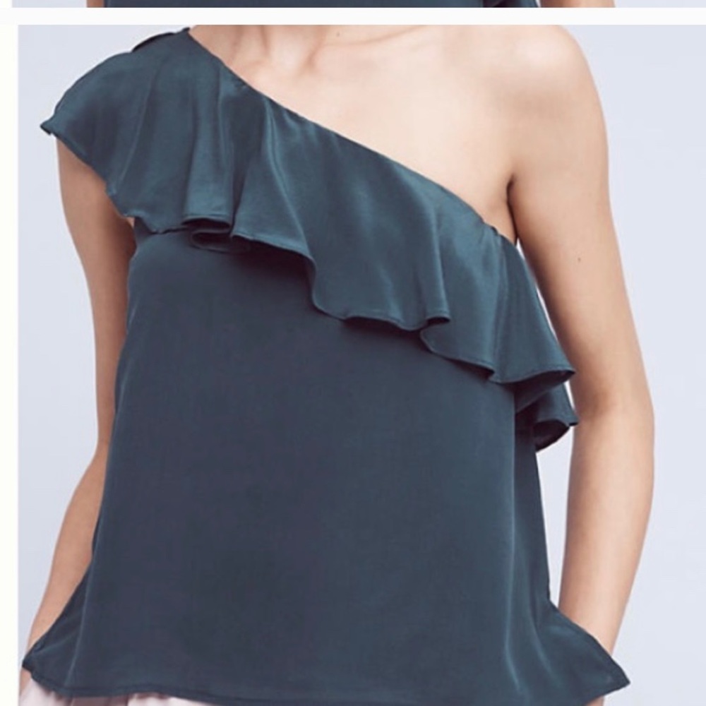 Anthropologie one shoulder gorgeous ruffle top.
